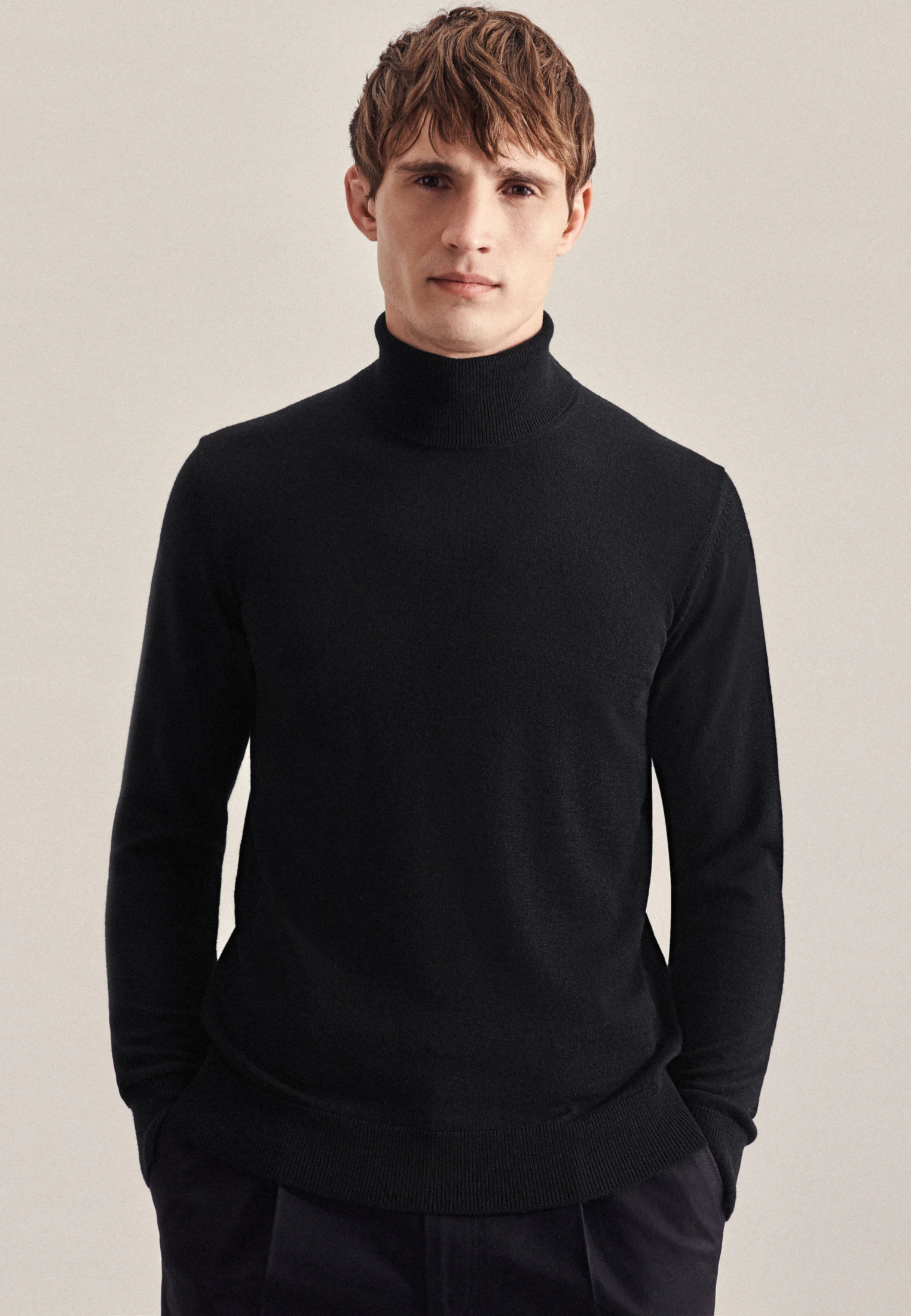 Regular Pullover Uni Schwarz XL