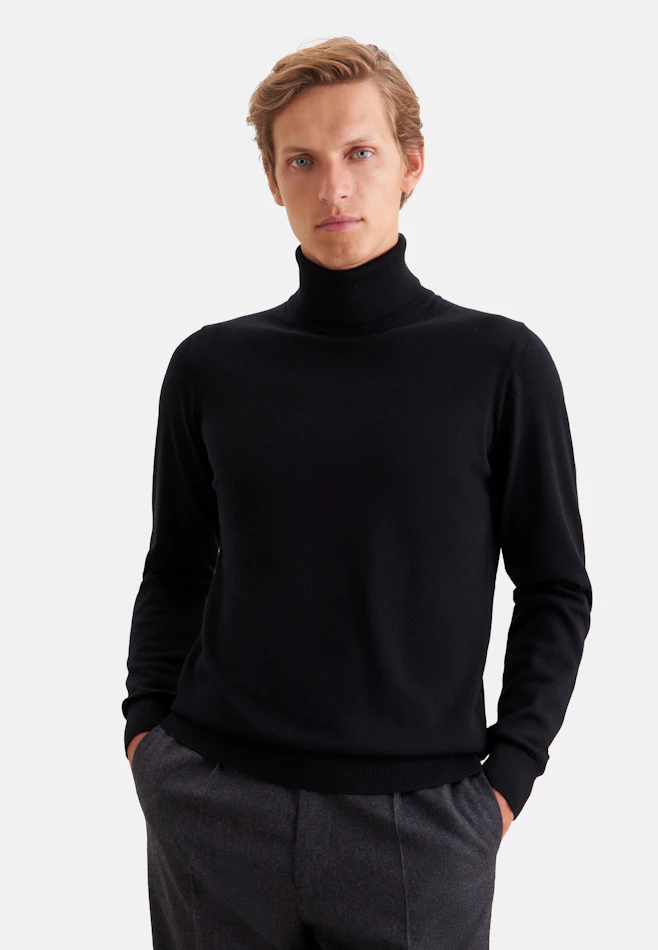 Regular Pull-over Uni dans Noir | Boutique en ligne Seidensticker