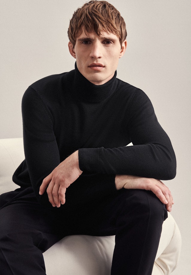 Regular Pull-over Uni in Noir |  Seidensticker Onlineshop