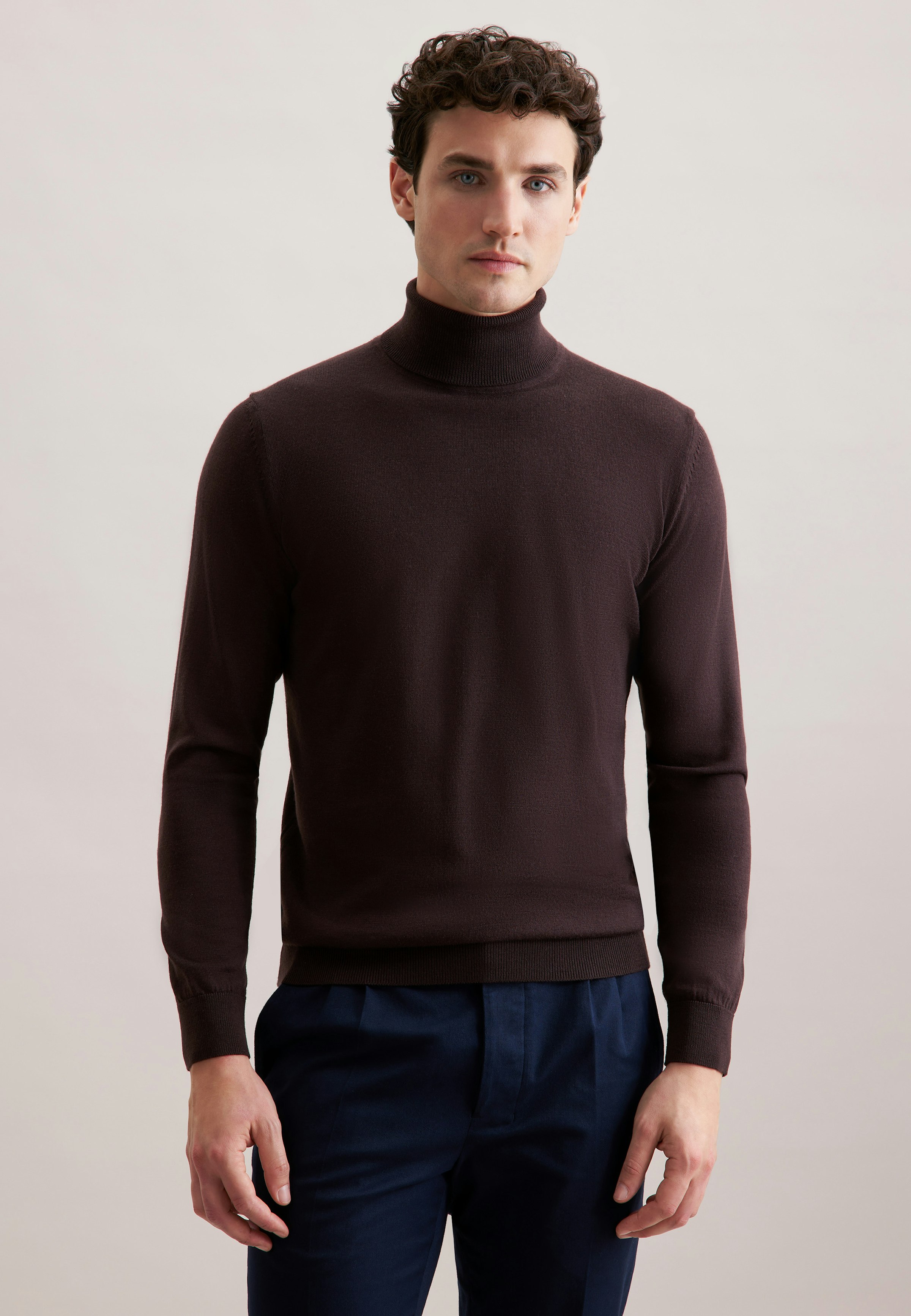 Herren Regular Pullover Uni braun Seidensticker