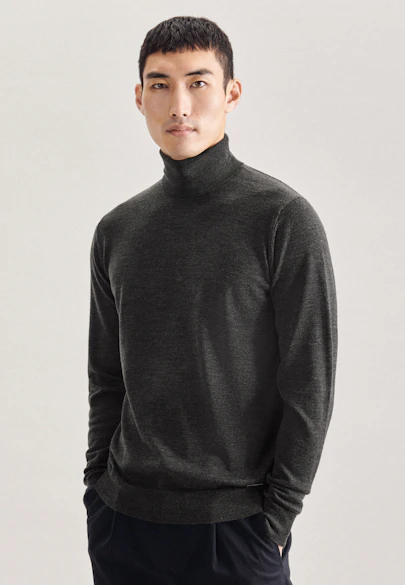 Regular Pullover Uni in Grau |  Seidensticker Onlineshop