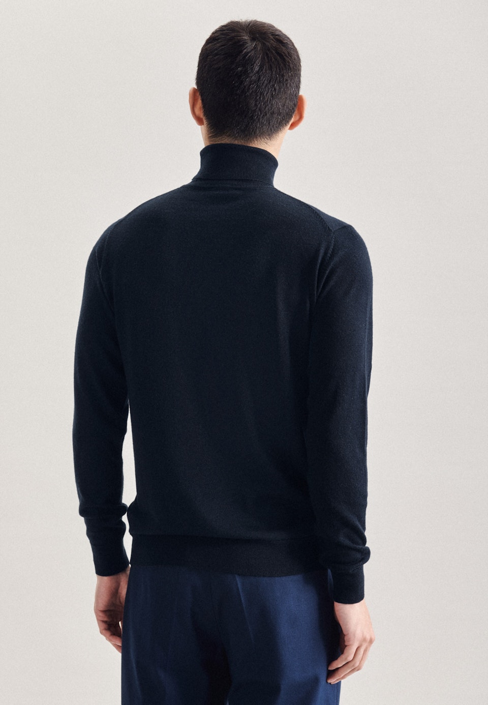 Rollkragen Pullover Regular fit 100% Wolle in Dunkelblau | Seidensticker Onlineshop