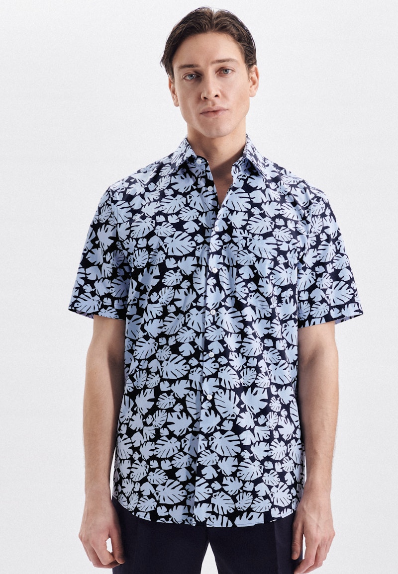 Poplin Short sleeve Business Shirt in Regular with Kent-Collar