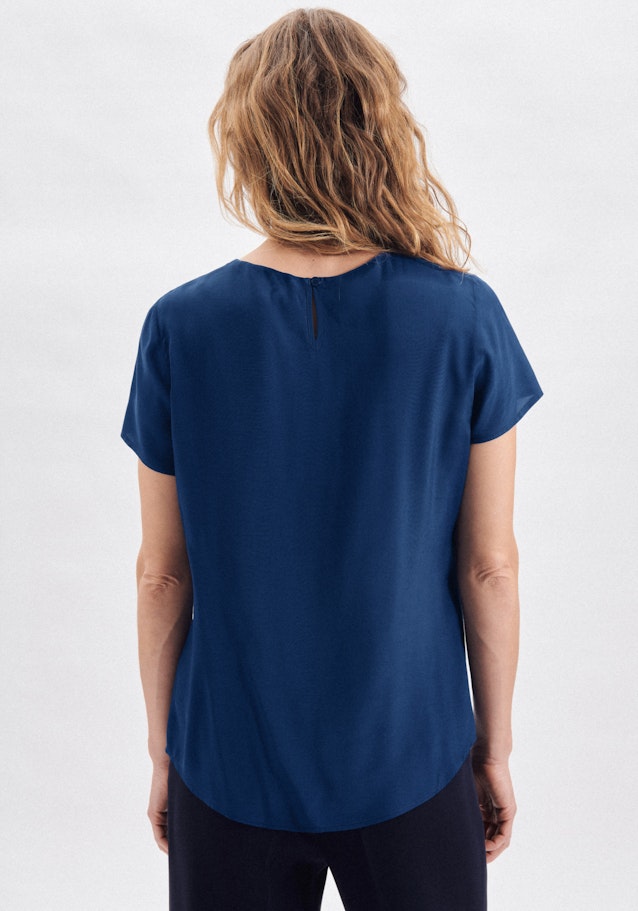 Korte mouwen Voile Shirtblouse in Middelmatig Blauw |  Seidensticker Onlineshop