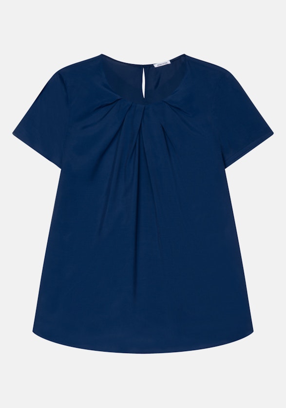 Korte mouwen Voile Shirtblouse in Middelmatig Blauw |  Seidensticker Onlineshop