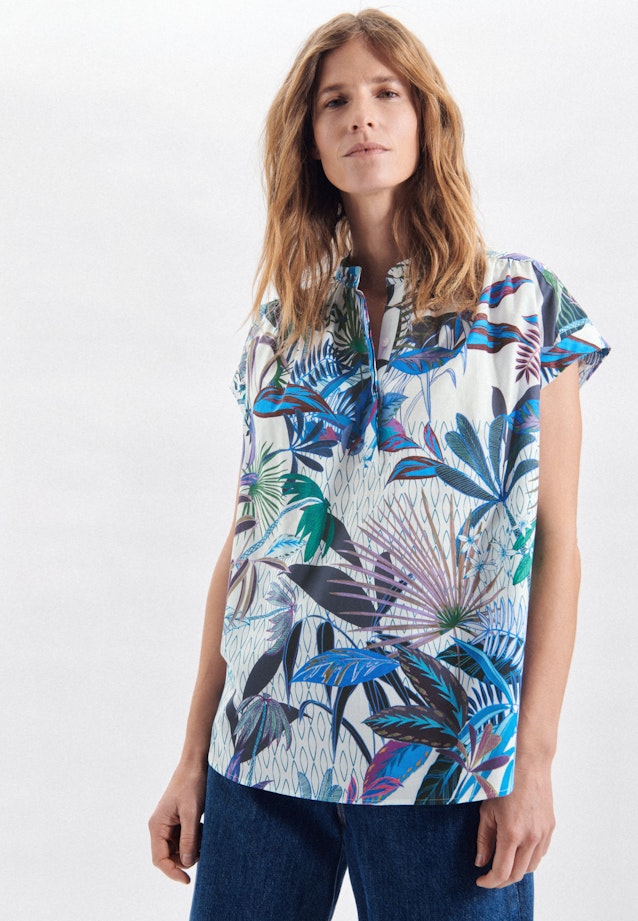 Mouwloos Voile Blouse à enfiler gemaakt van 100% coton in Bleu Foncé |  Seidensticker Onlineshop