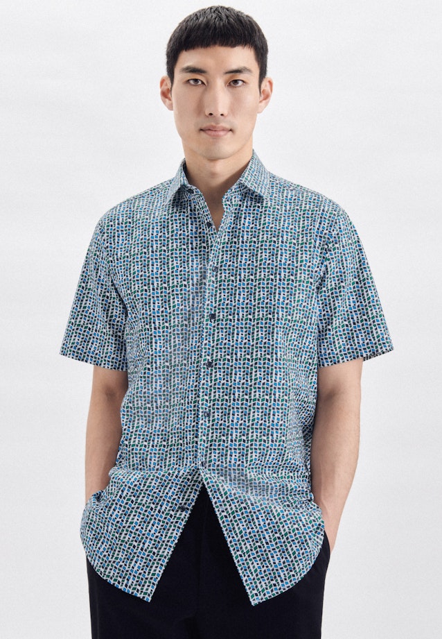 Regular Chemise d'affaires Imprimé in Turquoise |  Seidensticker Onlineshop