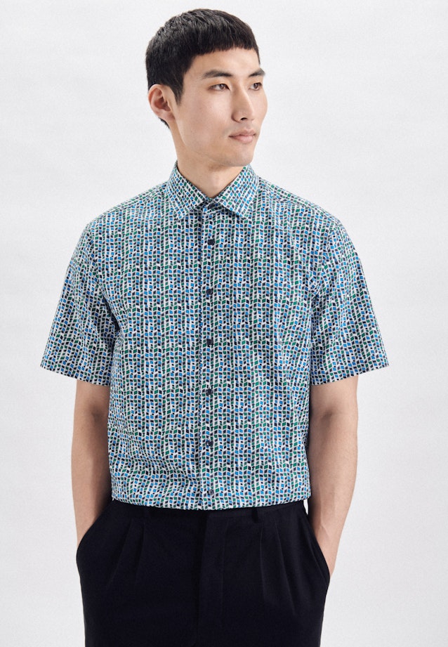 Twill Short sleeve Business Shirt in Regular with Kent-Collar in Turquoise |  Seidensticker Onlineshop