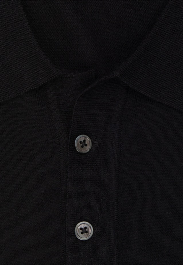 Tailliert (Slim-Fit) Polo Uni in Schwarz |  Seidensticker Onlineshop