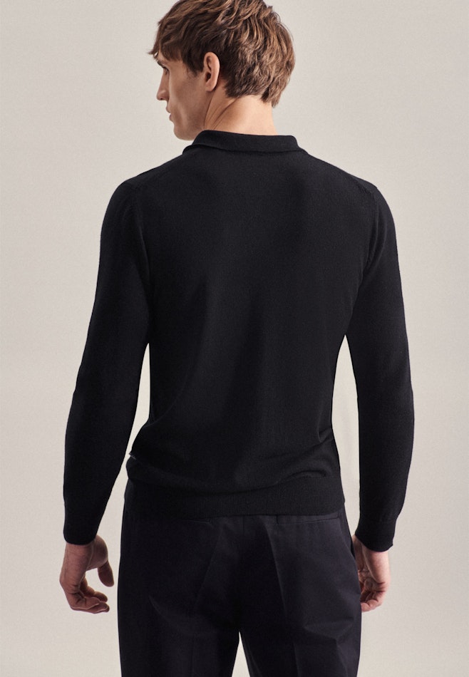 Kragen Polo-Shirt Tailliert (Slim-Fit) in Schwarz | Seidensticker Onlineshop
