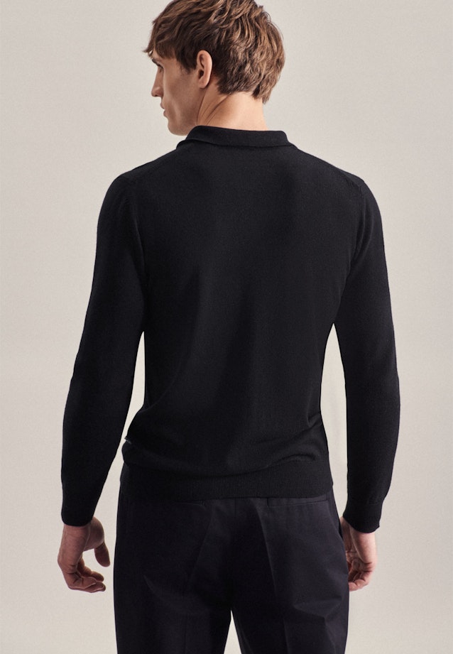 Tailliert (Slim-Fit) Polo Uni in Schwarz |  Seidensticker Onlineshop