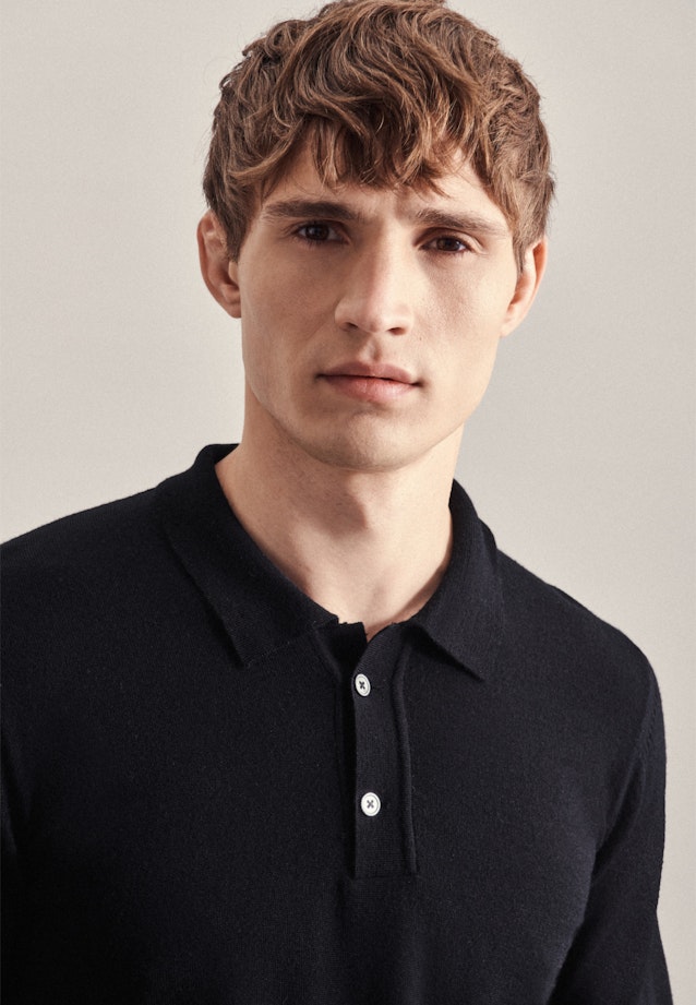 Tailliert (Slim-Fit) Polo Uni in Schwarz |  Seidensticker Onlineshop