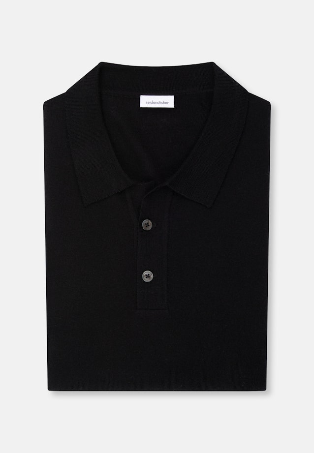 Tailliert (Slim-Fit) Polo Uni in Schwarz |  Seidensticker Onlineshop
