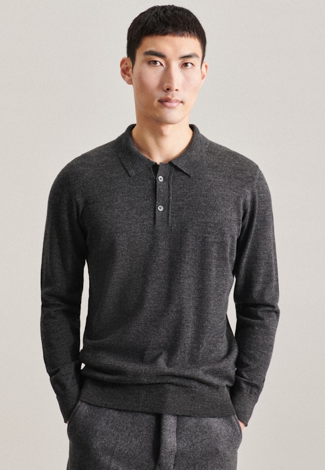 Kragen Polo-Shirt Tailliert (Slim-Fit) in Grau | Seidensticker Onlineshop