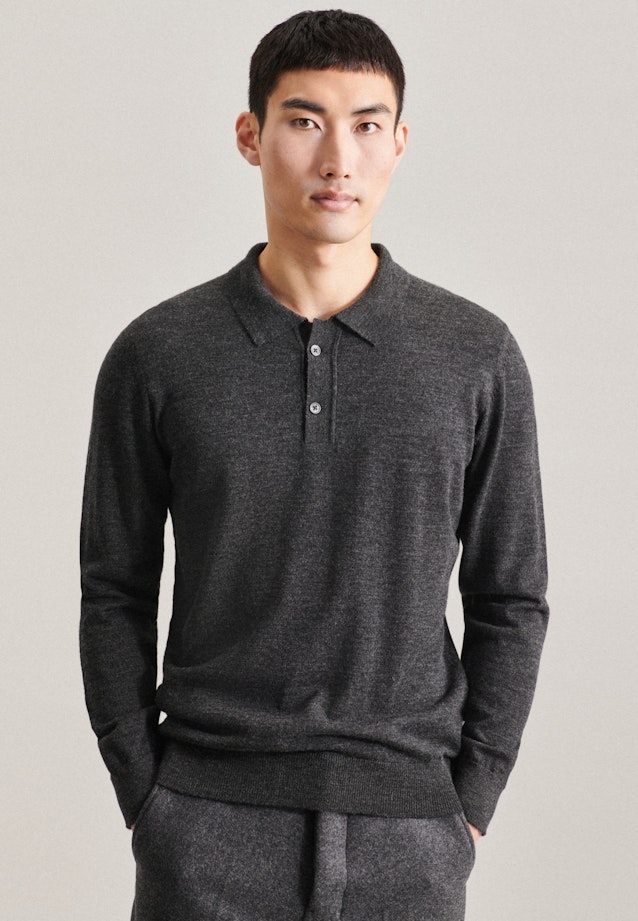 Tailliert (Slim-Fit) Polo Uni in Grau |  Seidensticker Onlineshop