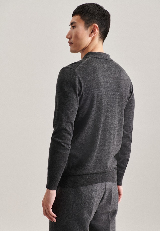 Tailliert (Slim-Fit) Polo Uni in Grau |  Seidensticker Onlineshop