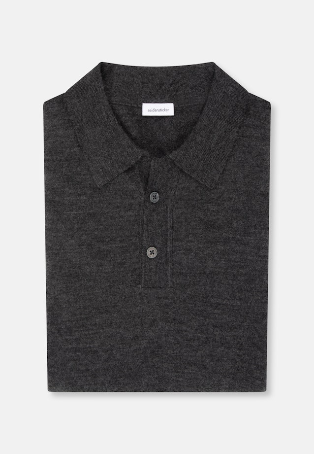 Tailliert (Slim-Fit) Polo Uni in Grau |  Seidensticker Onlineshop