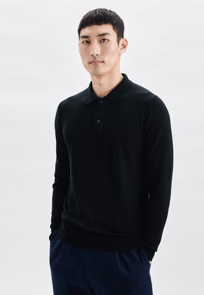 Tailliert (Slim-Fit) Polo Uni in Dark Blue |  Seidensticker Onlineshop