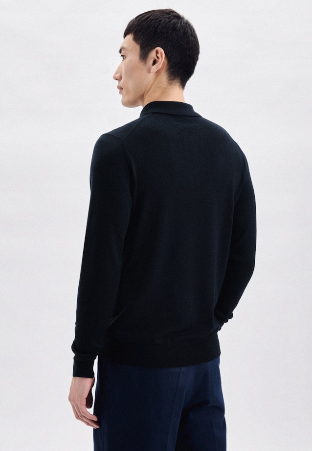 Tailliert (Slim-Fit) Polo Uni in Dunkelblau |  Seidensticker Onlineshop