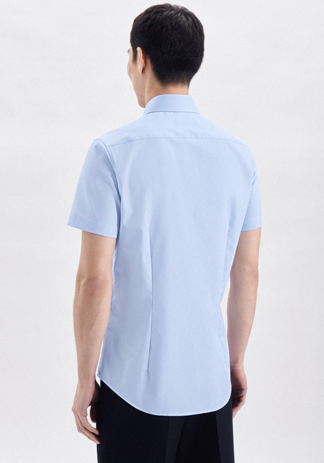 Non-iron Popeline Korte mouwen Business overhemd in Slim with Kentkraag in Middelmatig Blauw |  Seidensticker Onlineshop