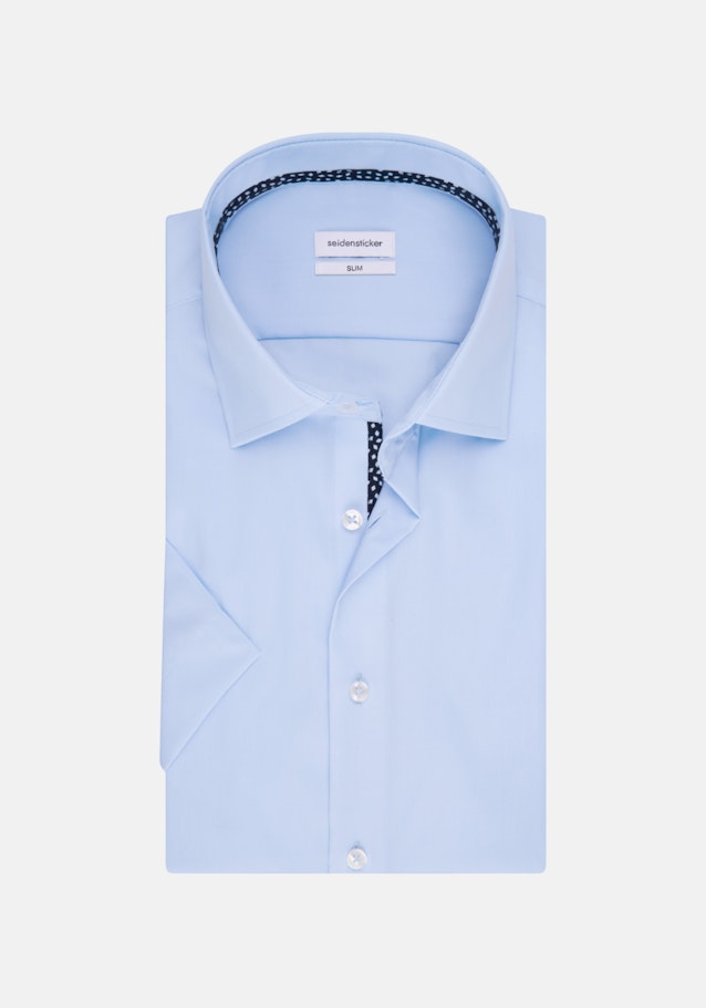 Non-iron Popeline Korte mouwen Business overhemd in Slim with Kentkraag in Middelmatig Blauw |  Seidensticker Onlineshop