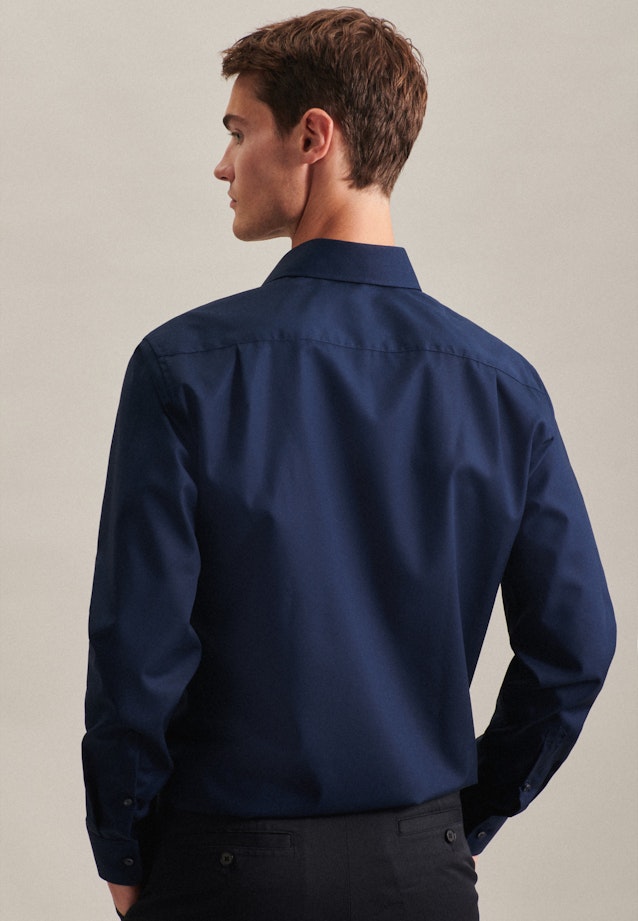 Non-iron Poplin Business Shirt in Regular with Kent-Collar in Dark Blue |  Seidensticker Onlineshop