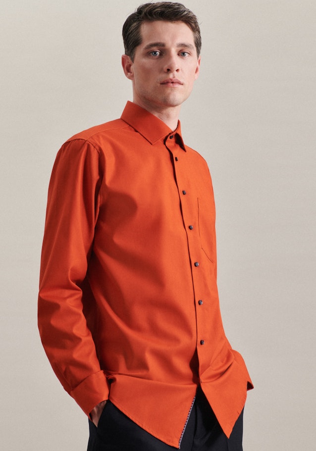 Non-iron Poplin Business Shirt in Regular with Kent-Collar in Orange | Seidensticker Onlineshop