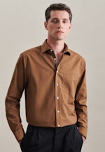 Chemise Business Regular Popeline Col Kent in Marron |  Seidensticker Onlineshop