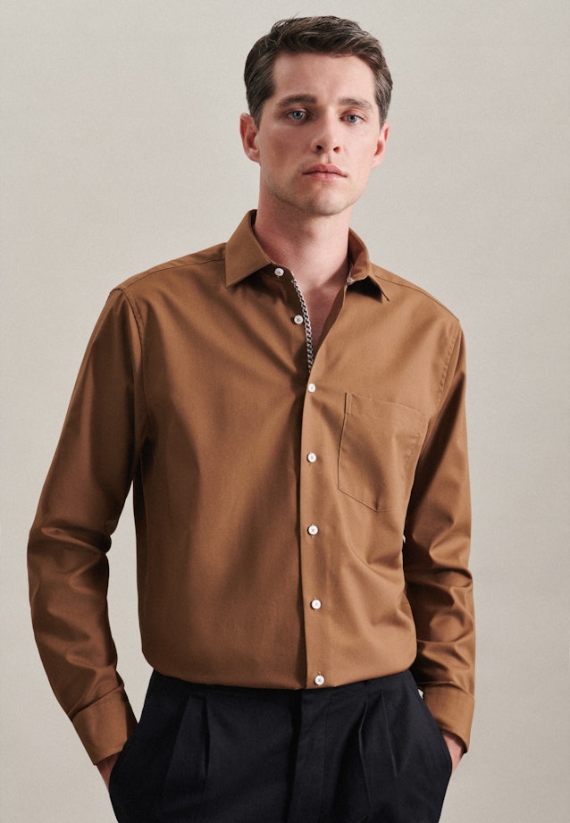 Regular Chemise d'affaires Uni in Marron |  Seidensticker Onlineshop