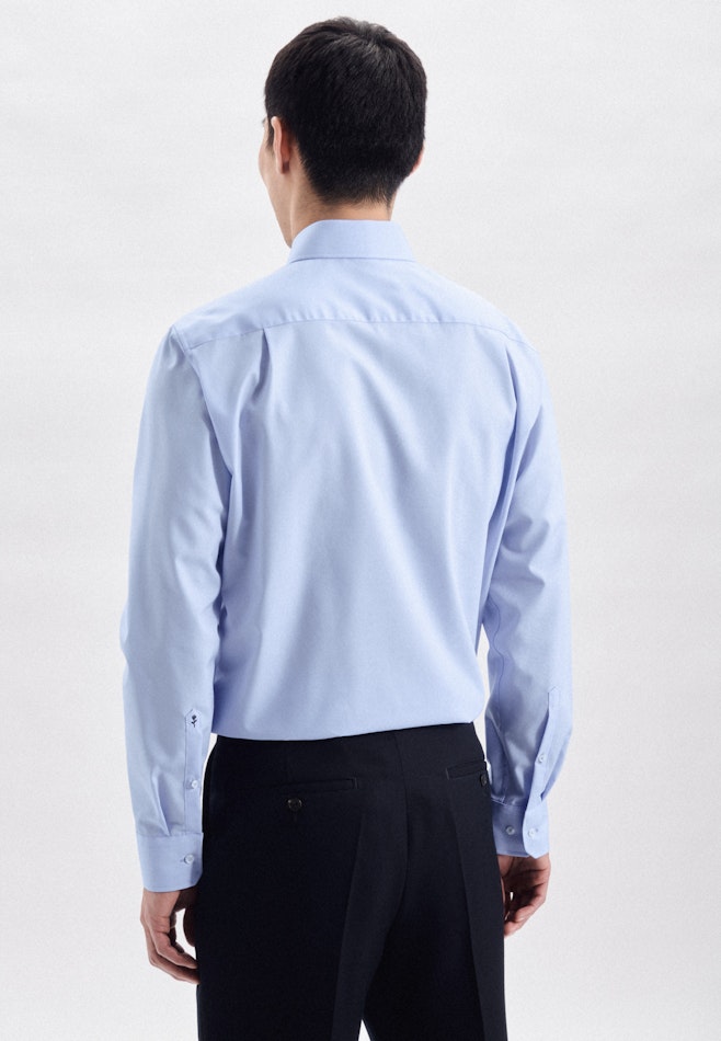 Non-iron Poplin Business Shirt in Regular with Kent-Collar in Medium Blue | Seidensticker online shop