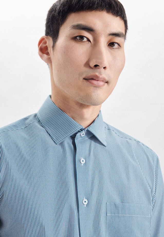 Regular Business Hemd Streifen in Türkis |  Seidensticker Onlineshop