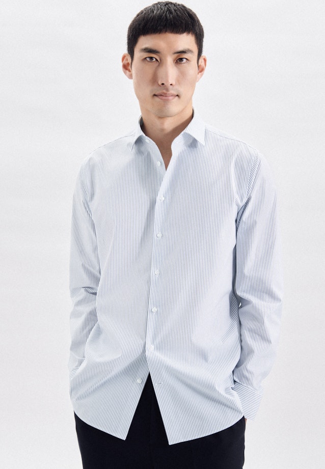 Easy-iron Poplin Business Shirt in Shaped with Kent-Collar in Dark Blue | Seidensticker Onlineshop