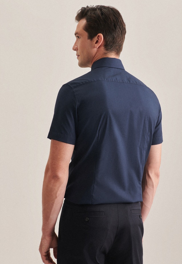 Non-iron Popeline korte arm Business overhemd in Slim with Kentkraag in Donkerblauw |  Seidensticker Onlineshop