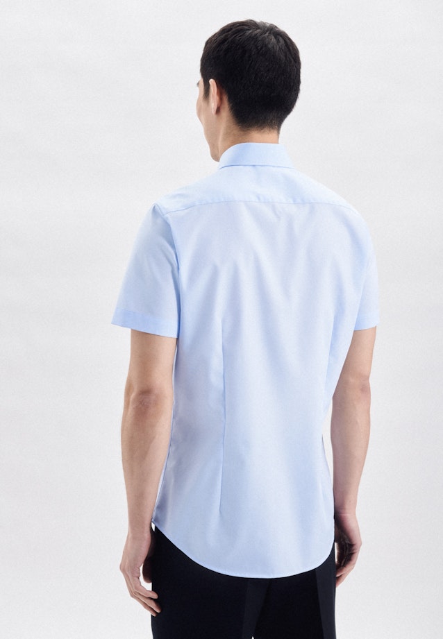 Non-iron Popeline korte arm Business overhemd in Slim with Kentkraag in Middelmatig Blauw | Seidensticker Onlineshop