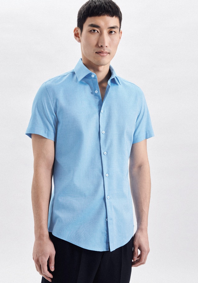 Non-iron Struktur Korte mouwen Business overhemd in Slim with Kentkraag in Turquoise |  Seidensticker Onlineshop