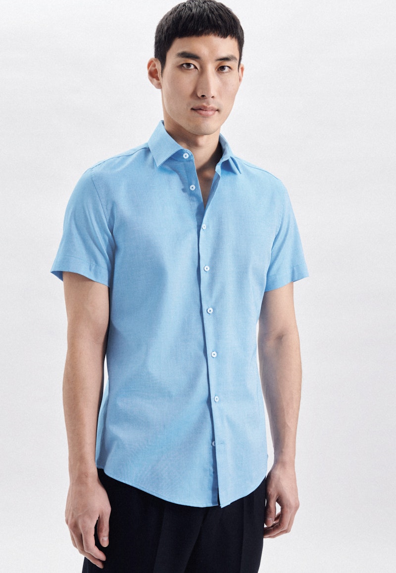 Non-iron Structure Short sleeve Business Shirt in Slim with Kent-Collar