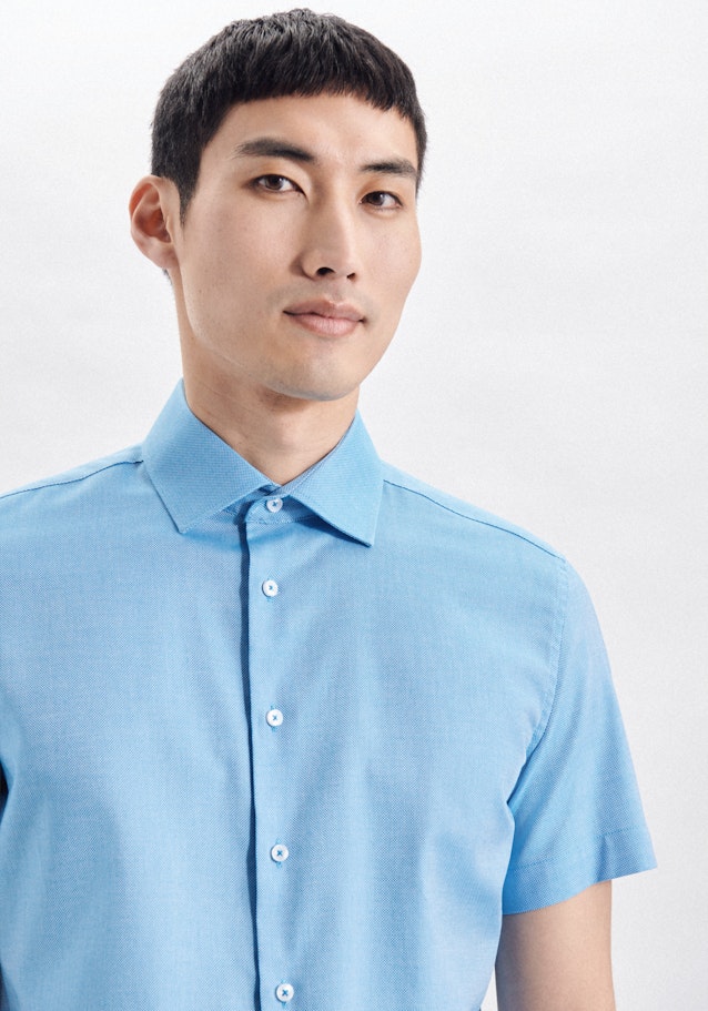 Non-iron Structure Short sleeve Business Shirt in Slim with Kent-Collar in Turquoise |  Seidensticker Onlineshop