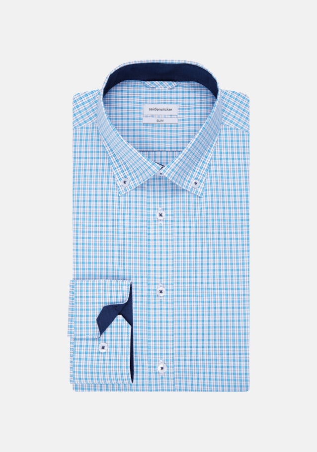 Non-iron Popeline Business overhemd in Slim with Button-Down-Kraag in Turquoise |  Seidensticker Onlineshop