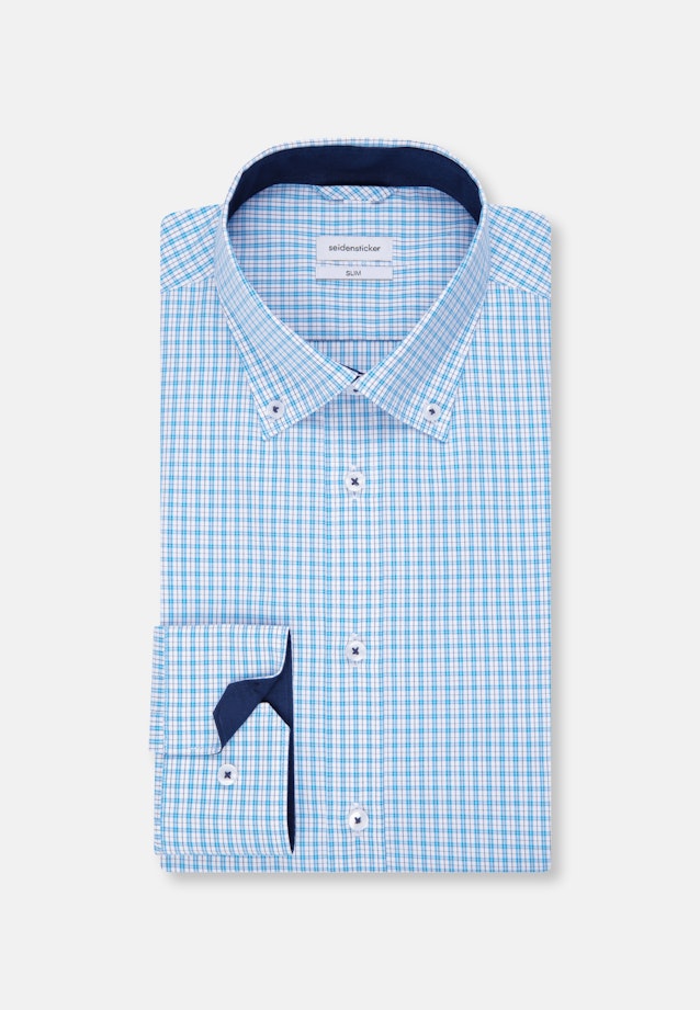 Slim Business Hemd Karo in Türkis |  Seidensticker Onlineshop