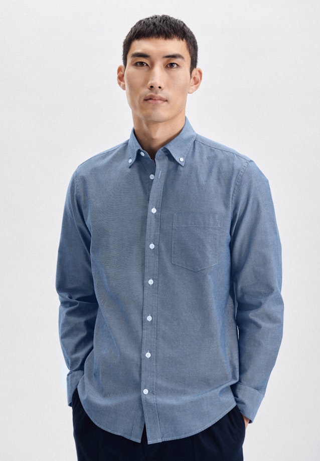 Oxfordhemd in Regular with Button-Down-Kraag in Lichtblauw | Seidensticker Onlineshop