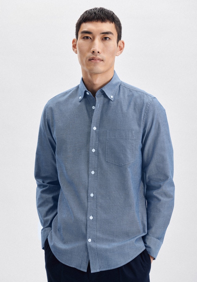 Oxfordhemd in Regular with Button-Down-Kraag in Lichtblauw |  Seidensticker Onlineshop