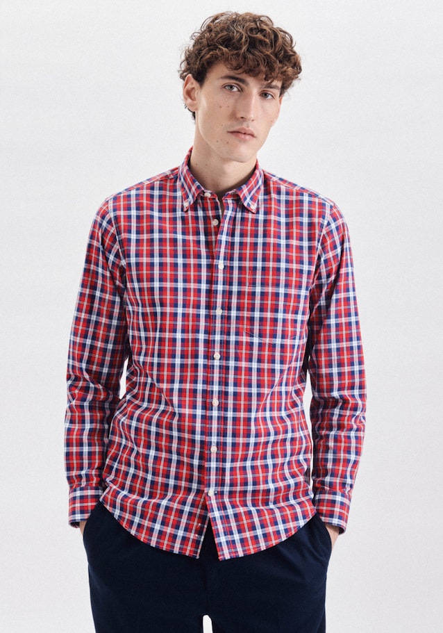 Regular Oxfordhemd Karo in Rot | Seidensticker Onlineshop