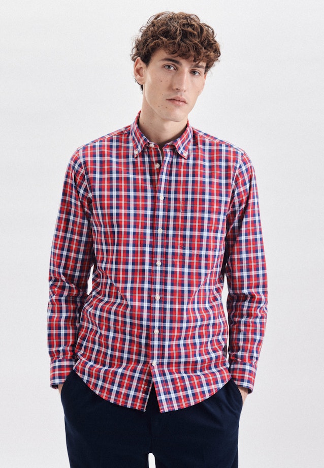 Regular Oxfordhemd Karo in Rot |  Seidensticker Onlineshop