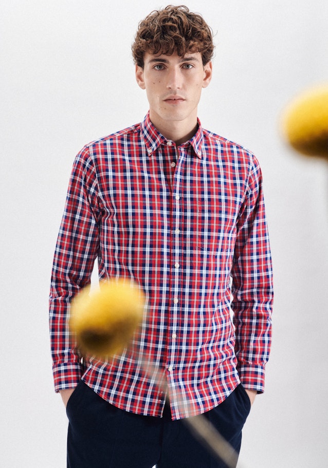 Regular Oxfordhemd Karo in Rot | Seidensticker Onlineshop