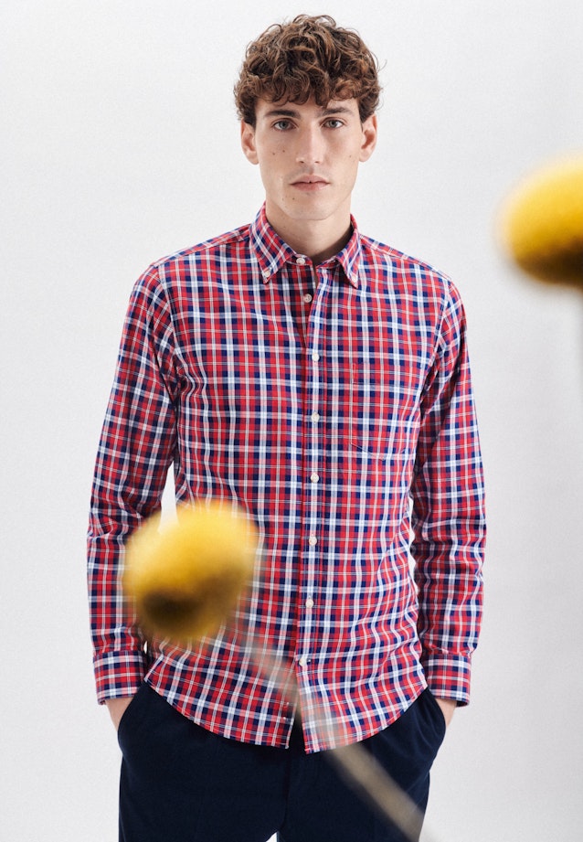 Regular Oxfordhemd Karo in Rot |  Seidensticker Onlineshop