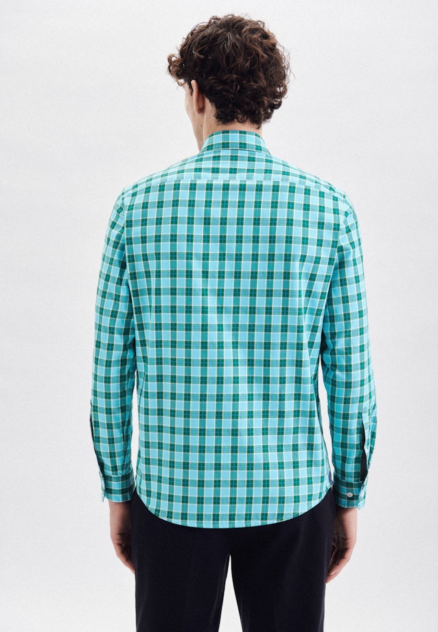 Twill Casual Hemd in Regular mit Button-Down-Kragen in Türkis |  Seidensticker Onlineshop