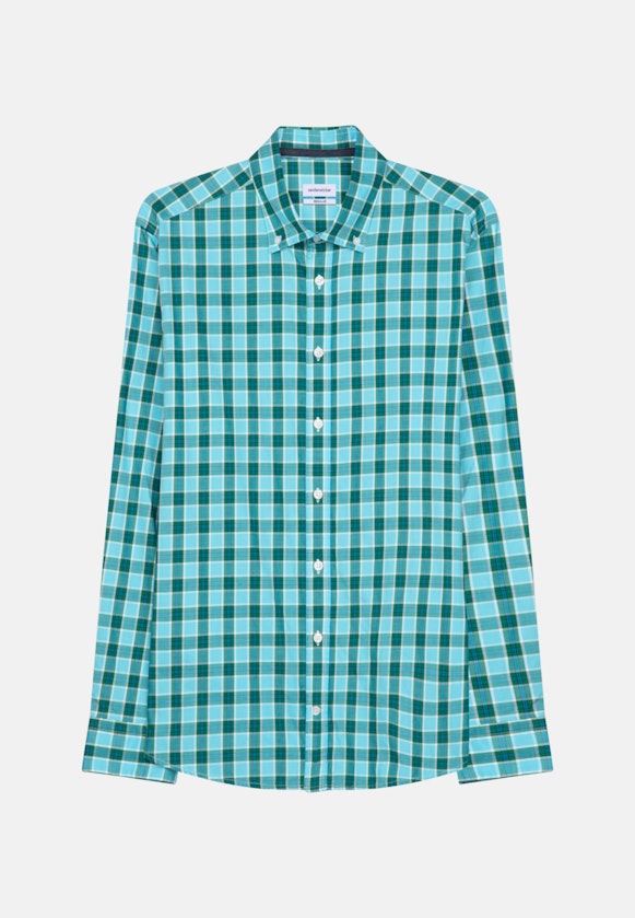 Twill Casual Hemd in Regular mit Button-Down-Kragen in Türkis |  Seidensticker Onlineshop