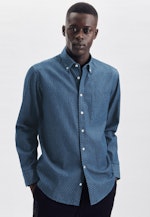 Casual Shirt in Regular with Button-Down-Kraag in Middelmatig Blauw |  Seidensticker Onlineshop