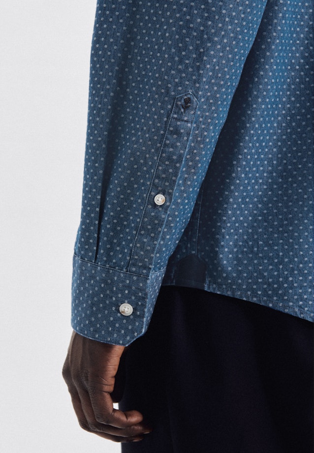 Chemise casual in Regular with Col Boutonné in Bleu Moyen |  Seidensticker Onlineshop