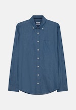 Dobby Casual Hemd in Regular mit Button-Down-Kragen in Mittelblau |  Seidensticker Onlineshop